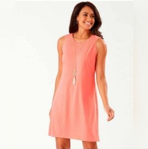 NWT Tommy Bahama Pearl Embroidered Shift Dress Coral Bluff Size M